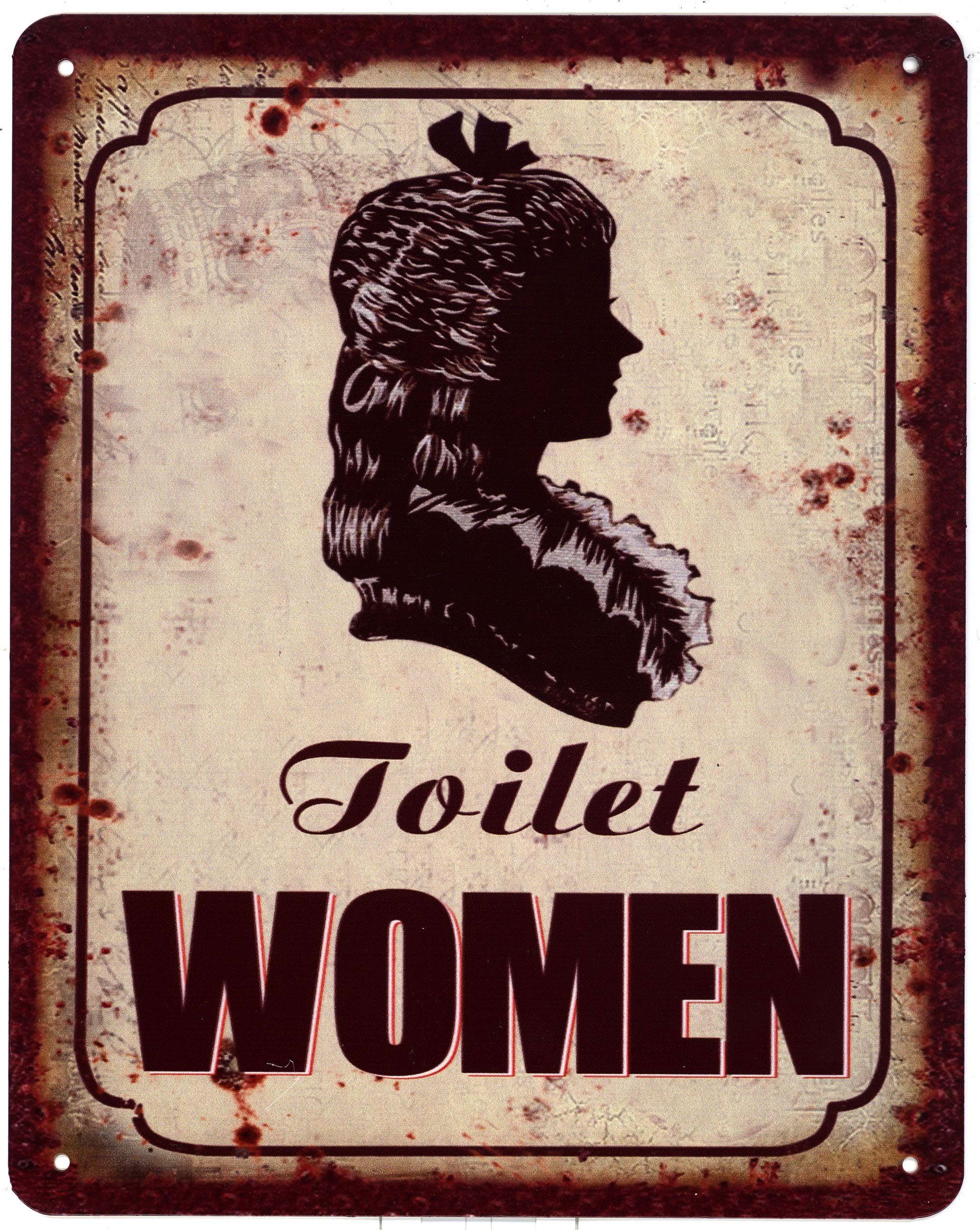 Metallschild Blechschild Toilet Women Frauenkopf