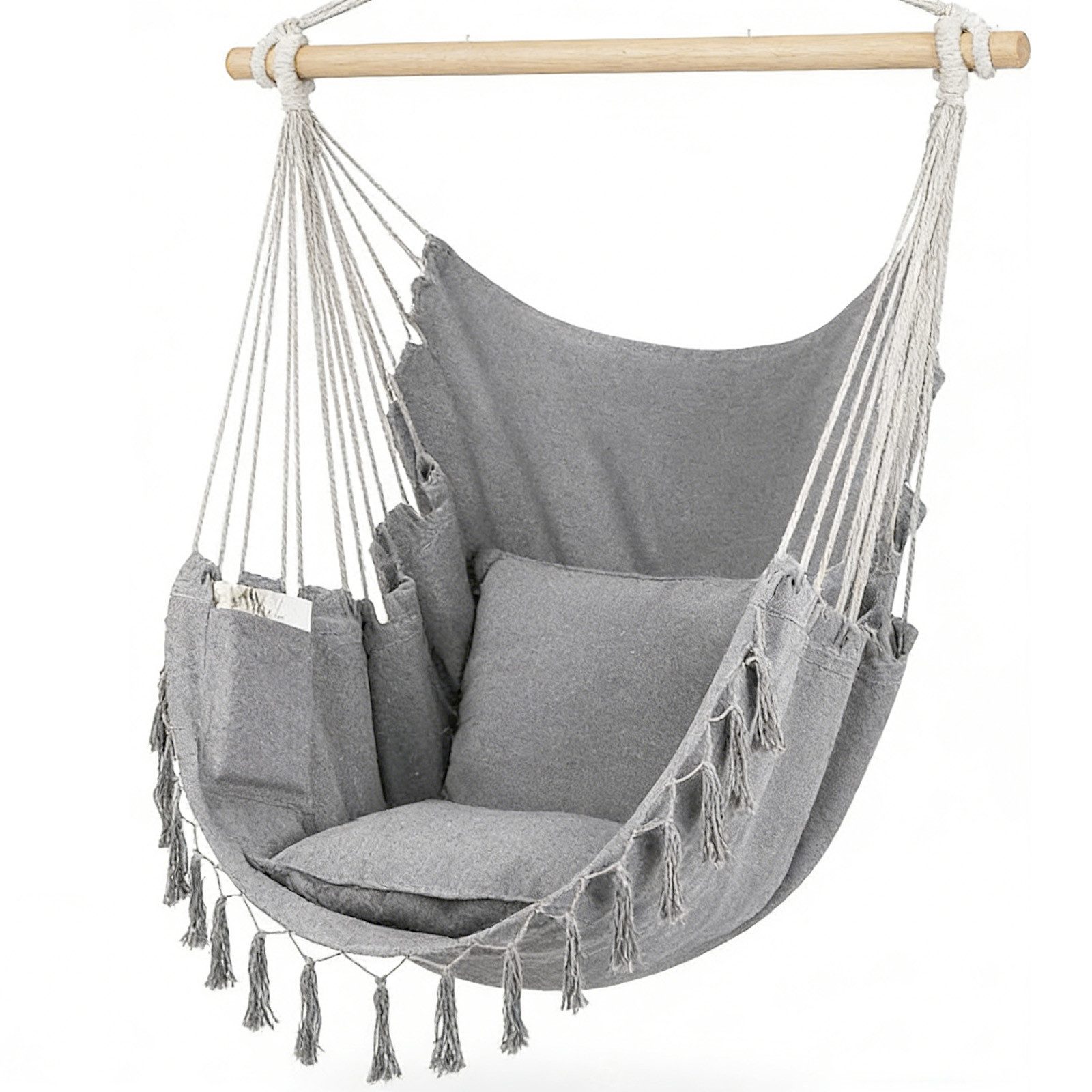 BlingBin Hängesessel Hängeschaukel mit 2 Kissen, Outdoor-Indoor Hängematte Stuhl (1er Set, 1-St., Tragkraft beträgt 100–120 kg), Schaukelstuhl mit Tragetasche für Schlafzimmer und Terrasse, Garten