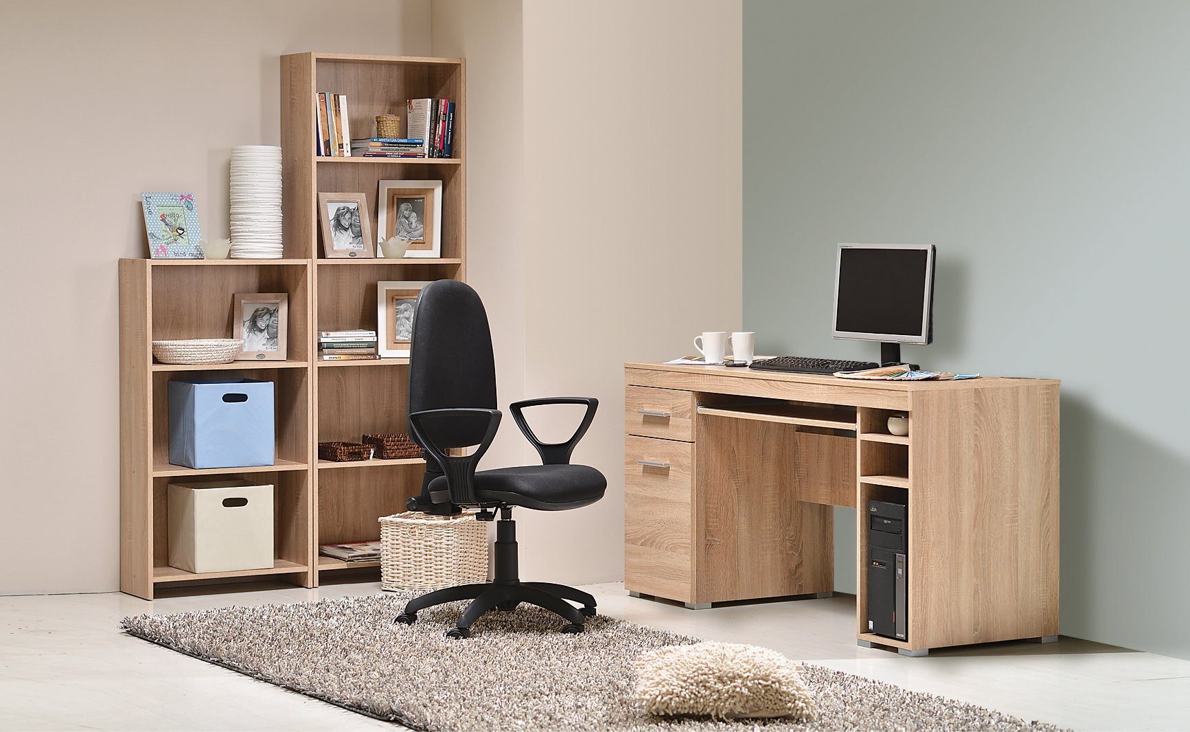 geeignet Schreibtisch Sonoma mit das Alfa, Home für Stauraum, gut Office INOSIGN Eiche