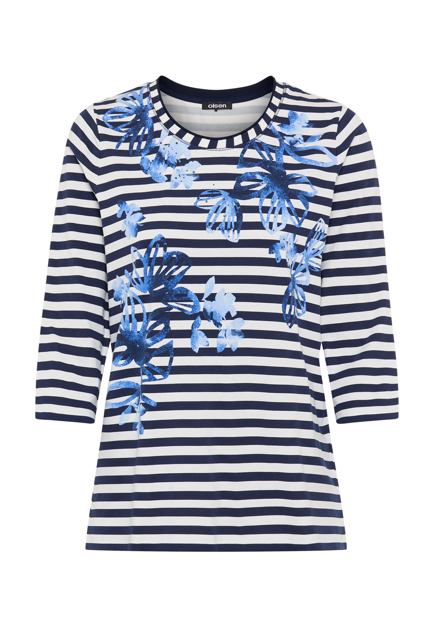Olsen T-Shirt Shirt mit dekorativem Streifen-Print