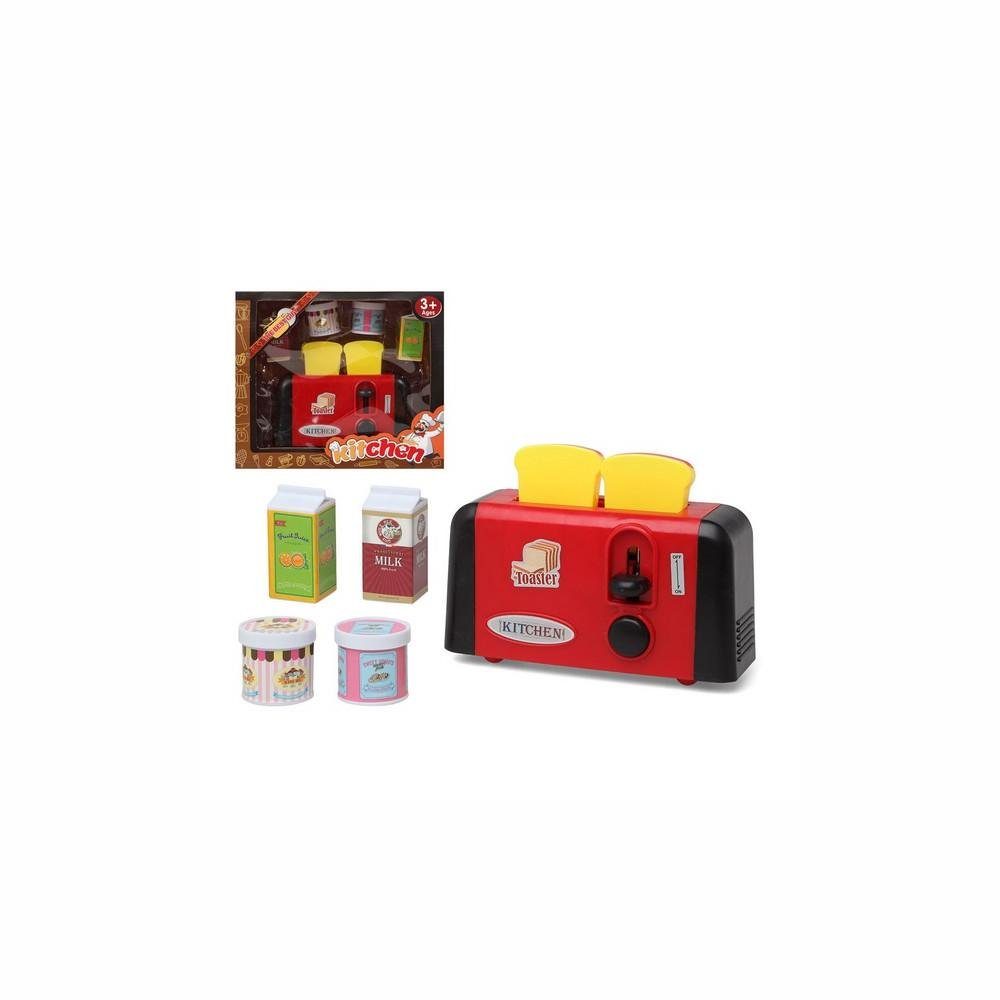 Bigbuy Kinder-Haushaltsset Kinderküche Kinderspielzeug Toaster mit Zubehör Haushaltsgerät Kunstst
