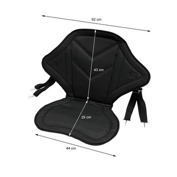 ECD Germany SUP-Board Kajak Sitz gepolsterter Rutschfester Sitz Extra Seat mit Tasche, Schwarz 62x43cm mit verstellbare Rücklehne für SUP Board