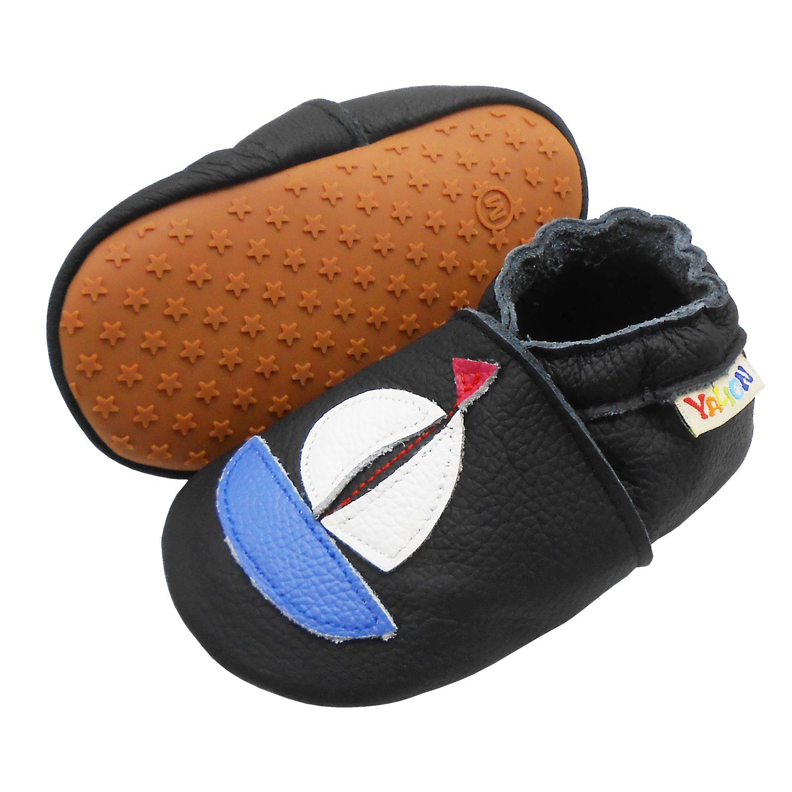 Yihakids Leder Lauflernschuhe mit rutschfester Gummisohle Krabbelschuh