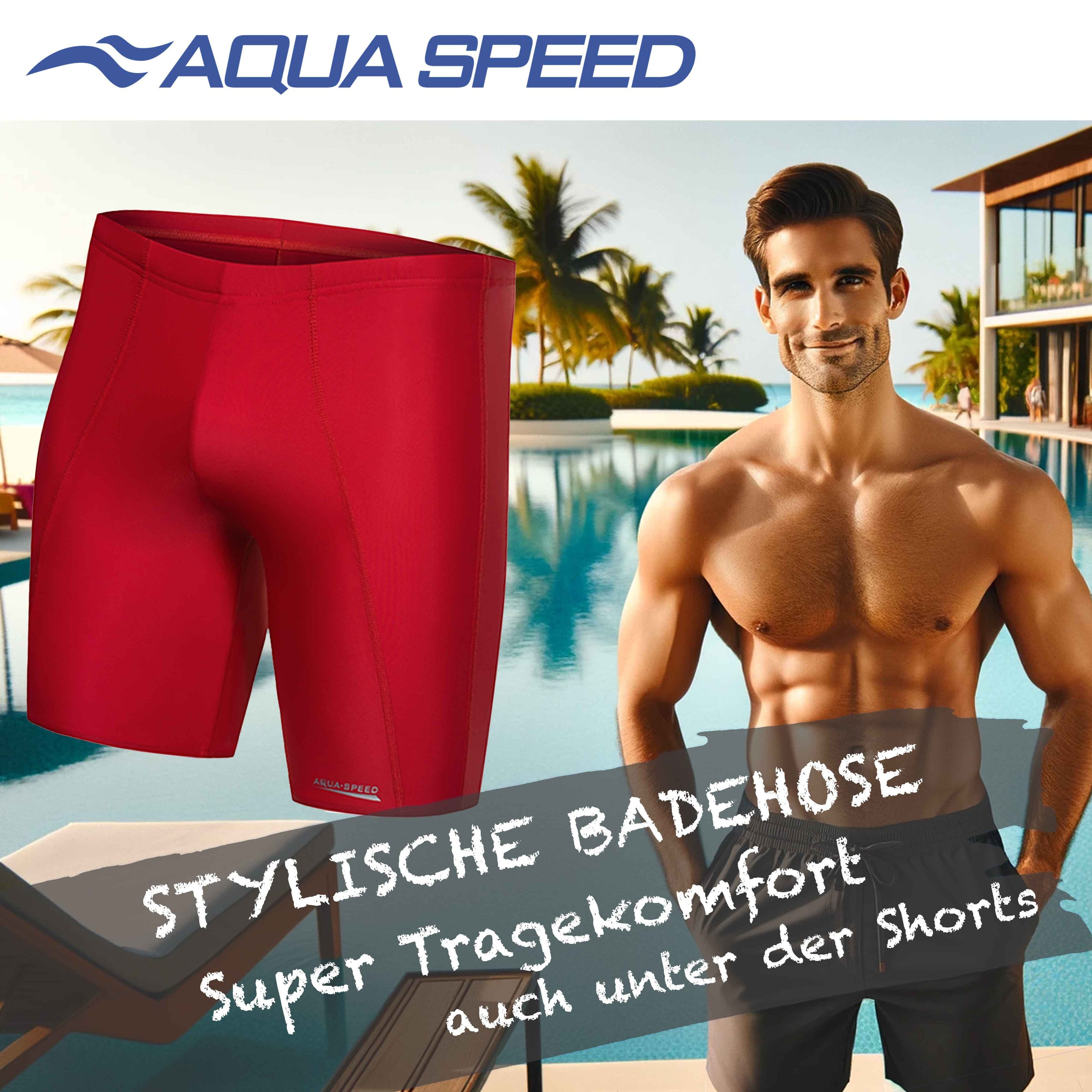 Aqua Speed Badehose Ergonomische Badehose Red M Strapazierfähig & bequem (Langlebig & widerstandsfähig – hält intensiver Nutzung stand) Flexibles Gewebe für uneingeschränkte Bewegungsfreiheit