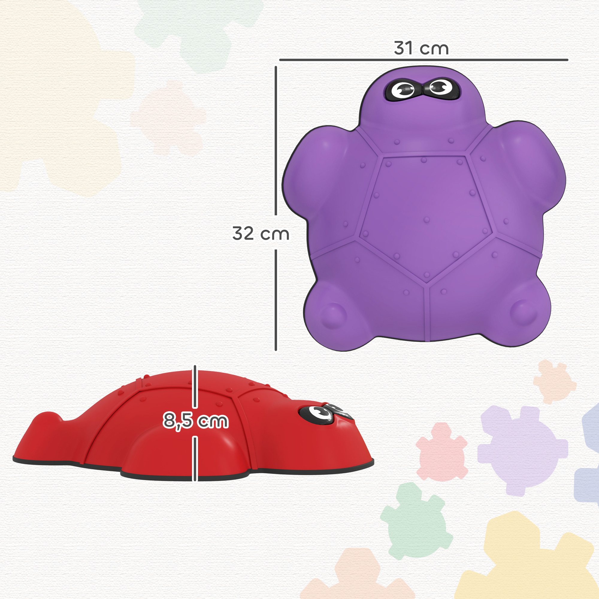 AIYAPLAY Stapelspielzeug 9-tlg. Stapelbar & Rutschfest Balanciersteine, (Trittsteine ​​in Schildkrötenform, 9-tlg), Flusssteine bis 80 kg Belastbar