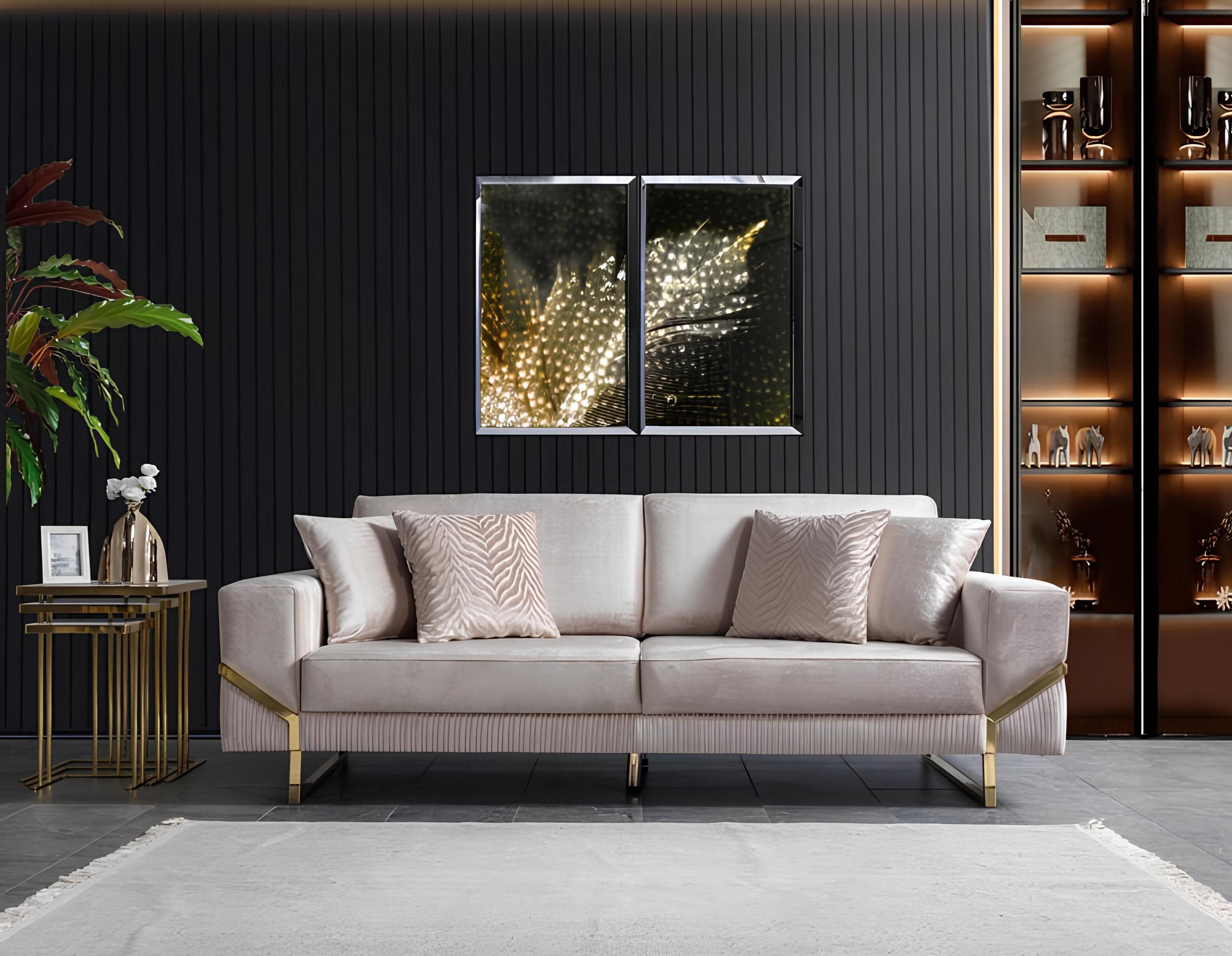 Sofa Dreisitzer Couch in Grau mit luxuriösem Stil und modernem Design aus