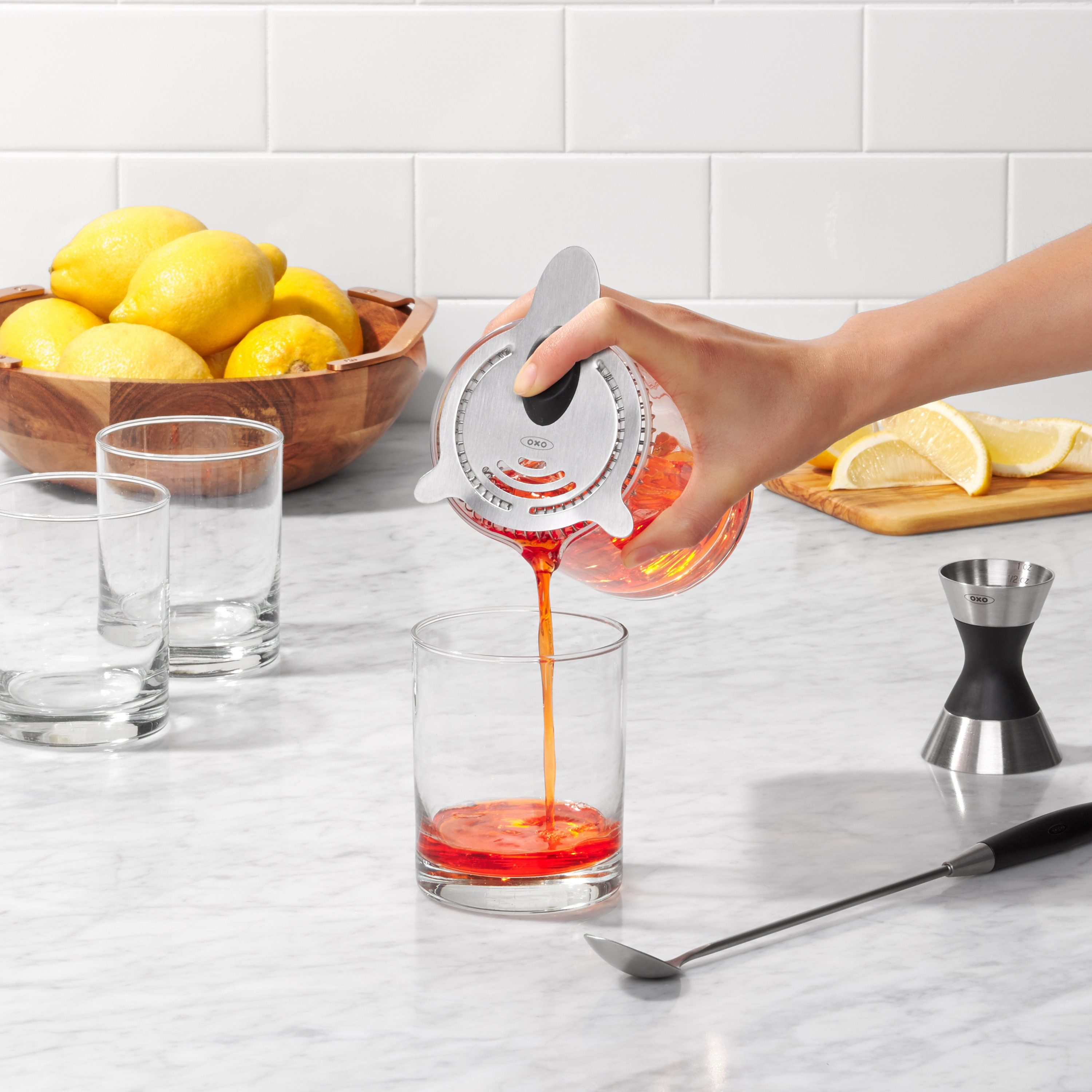 OXO SteeL Seiher, Edelstahl, (1-St), Cocktailsieb