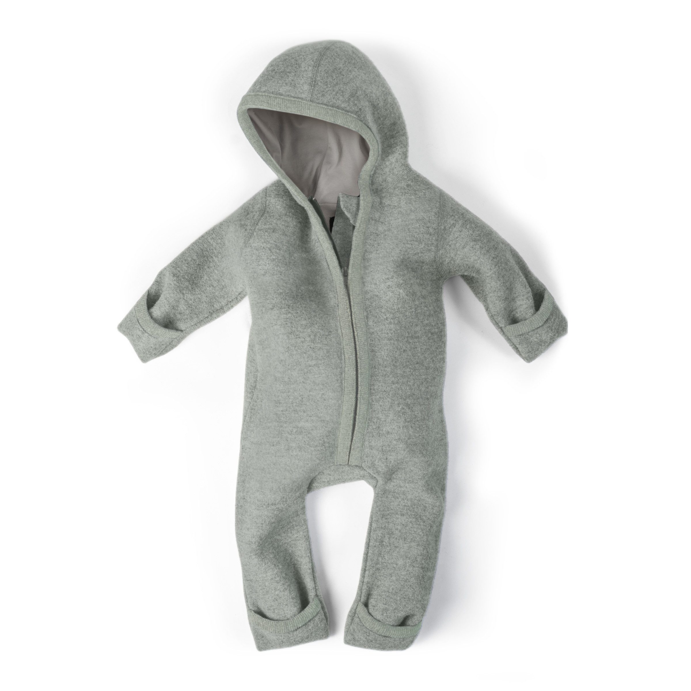 Ehrenkind Overall Walkoverall Baby aus Merino Schurwolle mit Reißverschluss (Jade, Gr. 50-56) Wollwalk Overall Baby 50/56