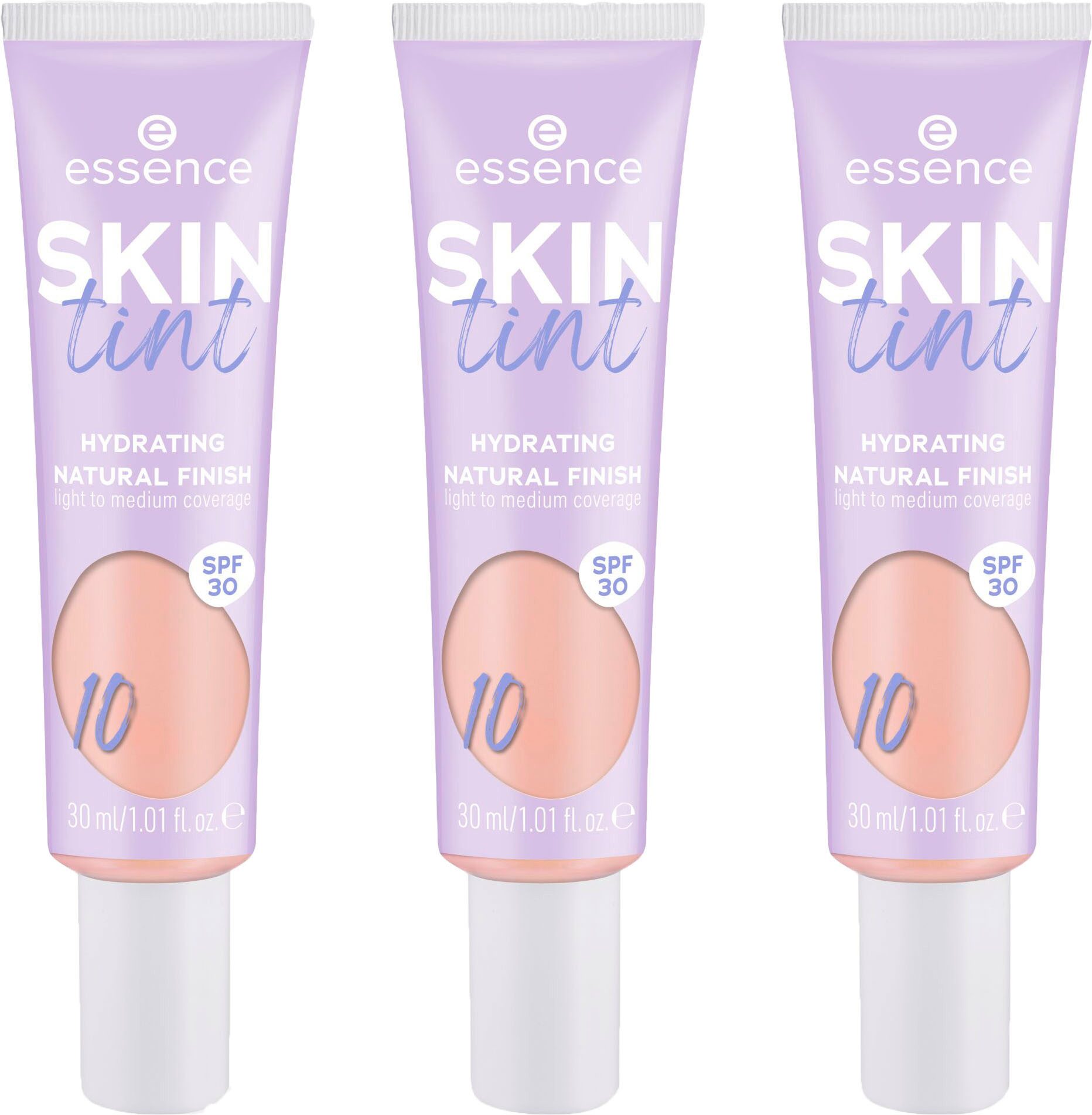 Essence Foundation SKIN tint, 3er Pack, mit veganen Inhaltsstoffen