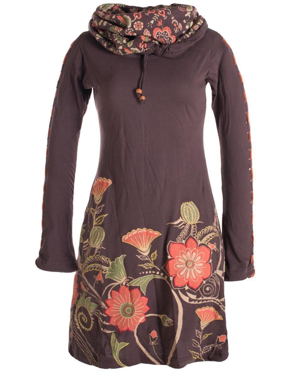 Midikleid Langärmliges Blumenkleid mit Schalkragen