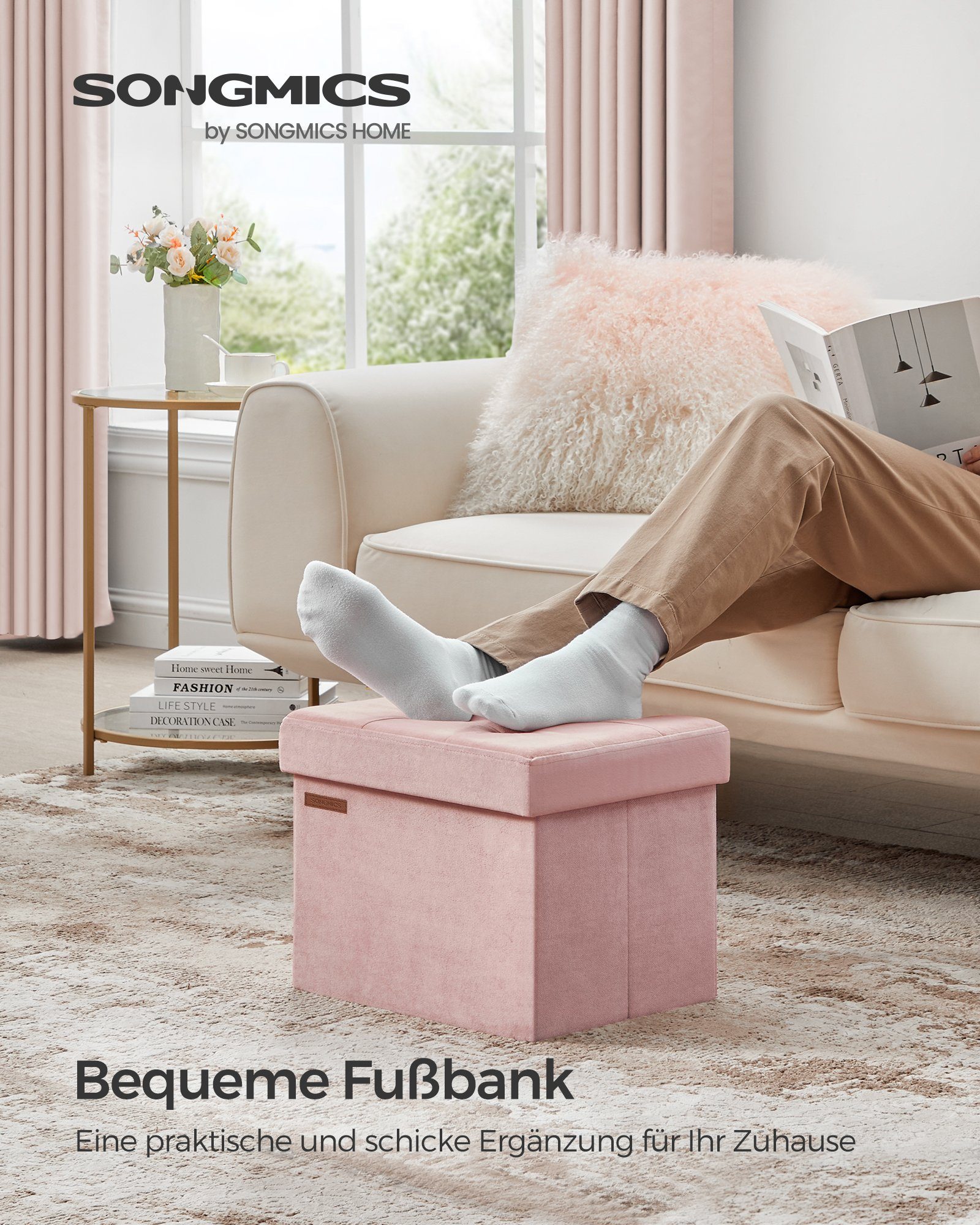 SONGMICS Sitzhocker sitzbank, Aufbewahrungsbox mit Deckel, bis 130 kg belas günstig online kaufen