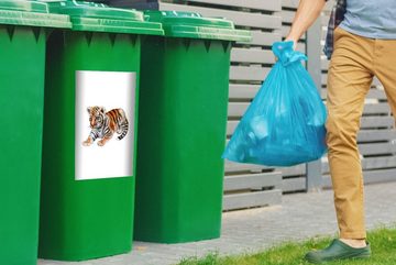 MuchoWow Wandsticker Tiger - Klein - Weiß (1 St), Mülleimer-aufkleber, Mülltonne, Sticker, Container, Abfalbehälter