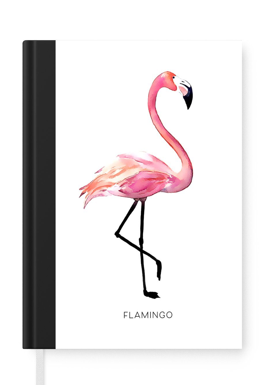 MuchoWow Notizbuch Zeichnung - Flamingo - Rosa, Journal, Merkzettel, Tagebuch, Notizheft, A5, 98 Seiten, Haushaltsbuch