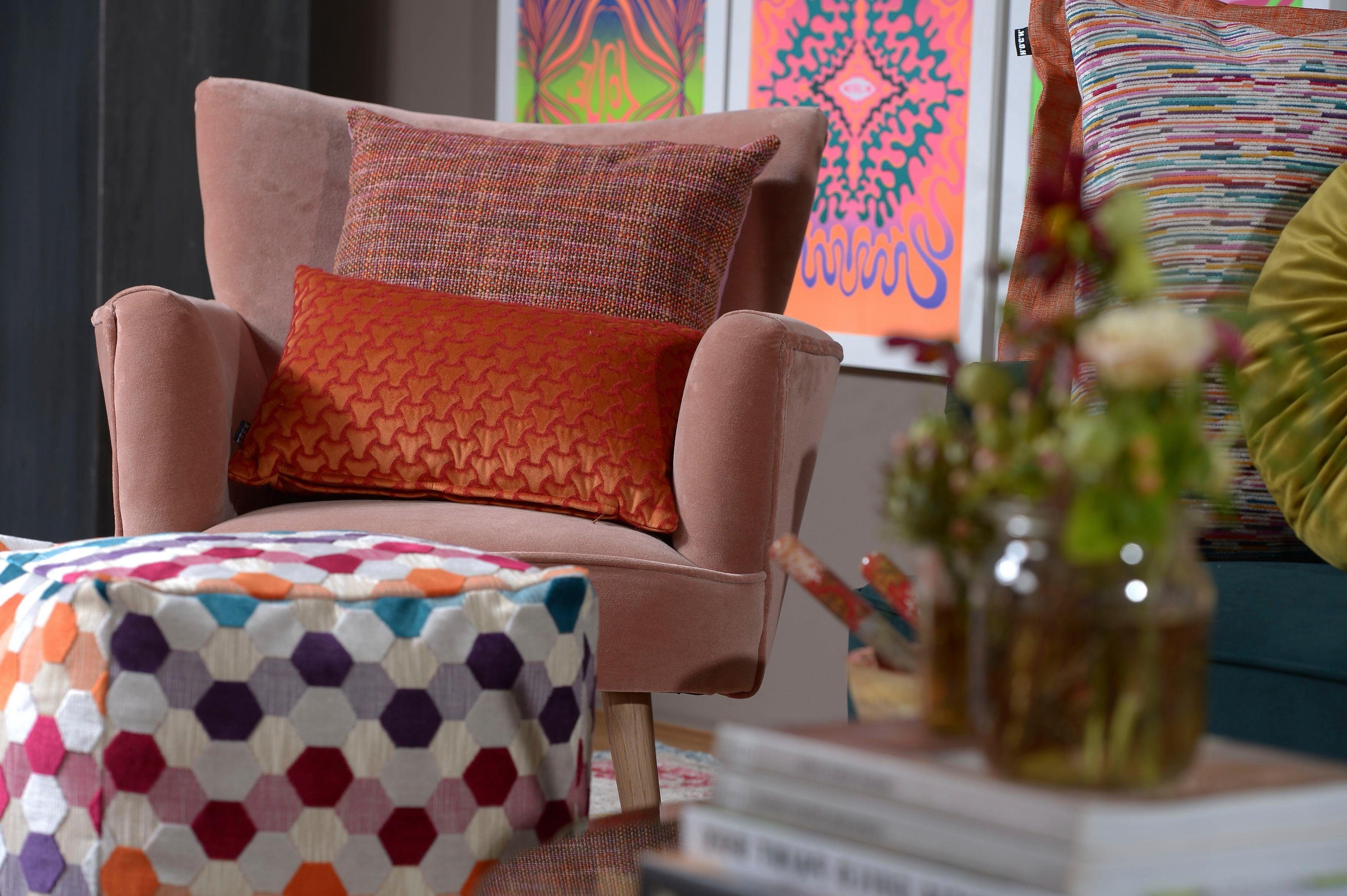 H.O.C.K. Dekokissen Refosco, mit feinem Karomuster, Kissenhülle mit Füllung, 1 Stück