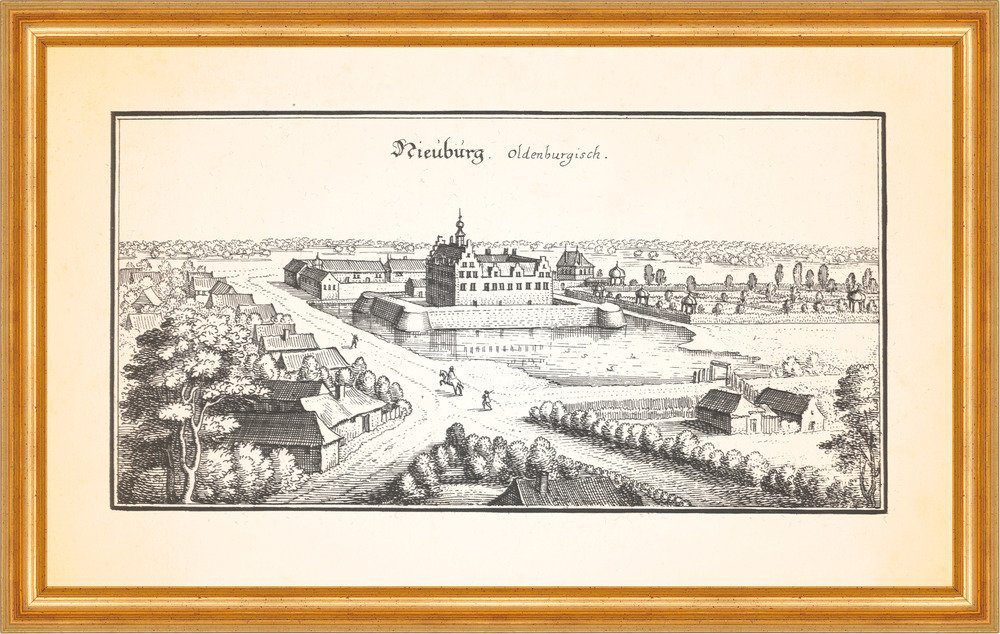 Kunstdruck Nieuburg oldenburgisch Neuenburg Zetel Trutzburg Kupferstich Merian 02