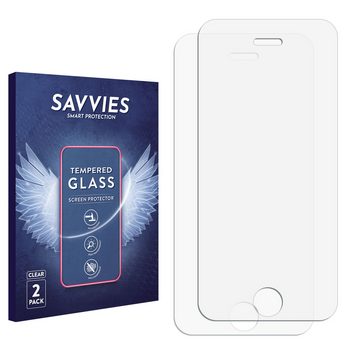 Savvies Panzerglas für Apple iPhone 5C, Displayschutzglas, 2 Stück, Schutzglas Echtglas 9H Härte klar Anti-Fingerprint