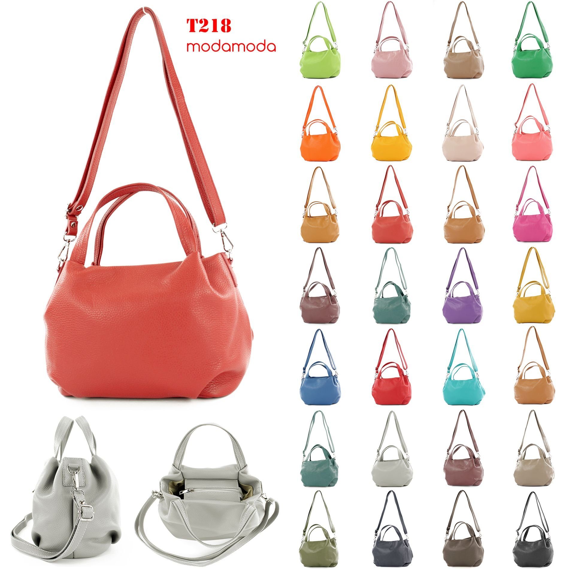 T218, Echtleder Handmade modamoda Altrosa de Italy in Schultertasche