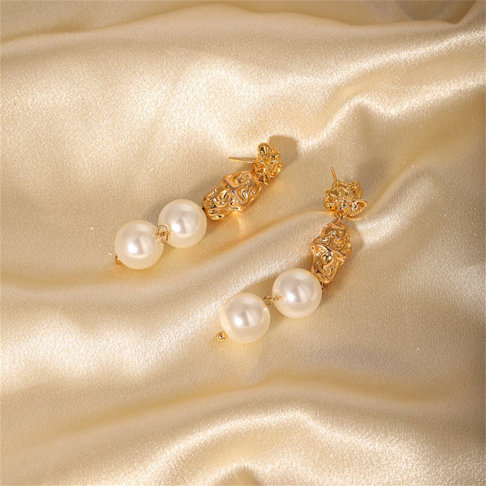 Ohrringe Gold Stück Premium Ohrringe 3 Rouemi Ohrring-Set Perle lange Set Vintage Set,