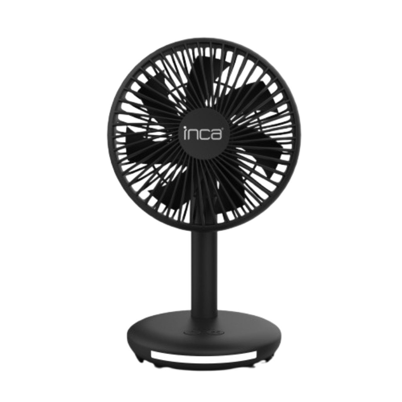 INCA Tischventilator IMF-16B, 13,5 cm Durchmesser, Schreibtischventilator mit 4 Stufen und 3 LED-Lichtstufen