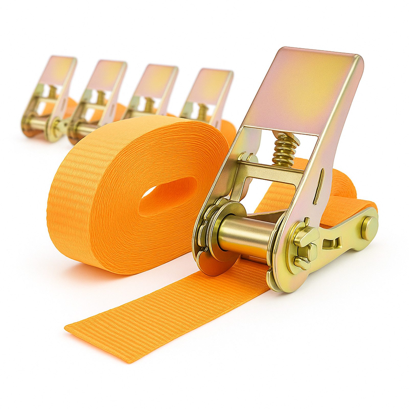 TRUTZHOLM Spanngurt 5x mit Ratsche 1-tlg 4m 800kg 25mm TÜV/GS orange wetterfest und robust (Spar-Set) Wetterfest & robust