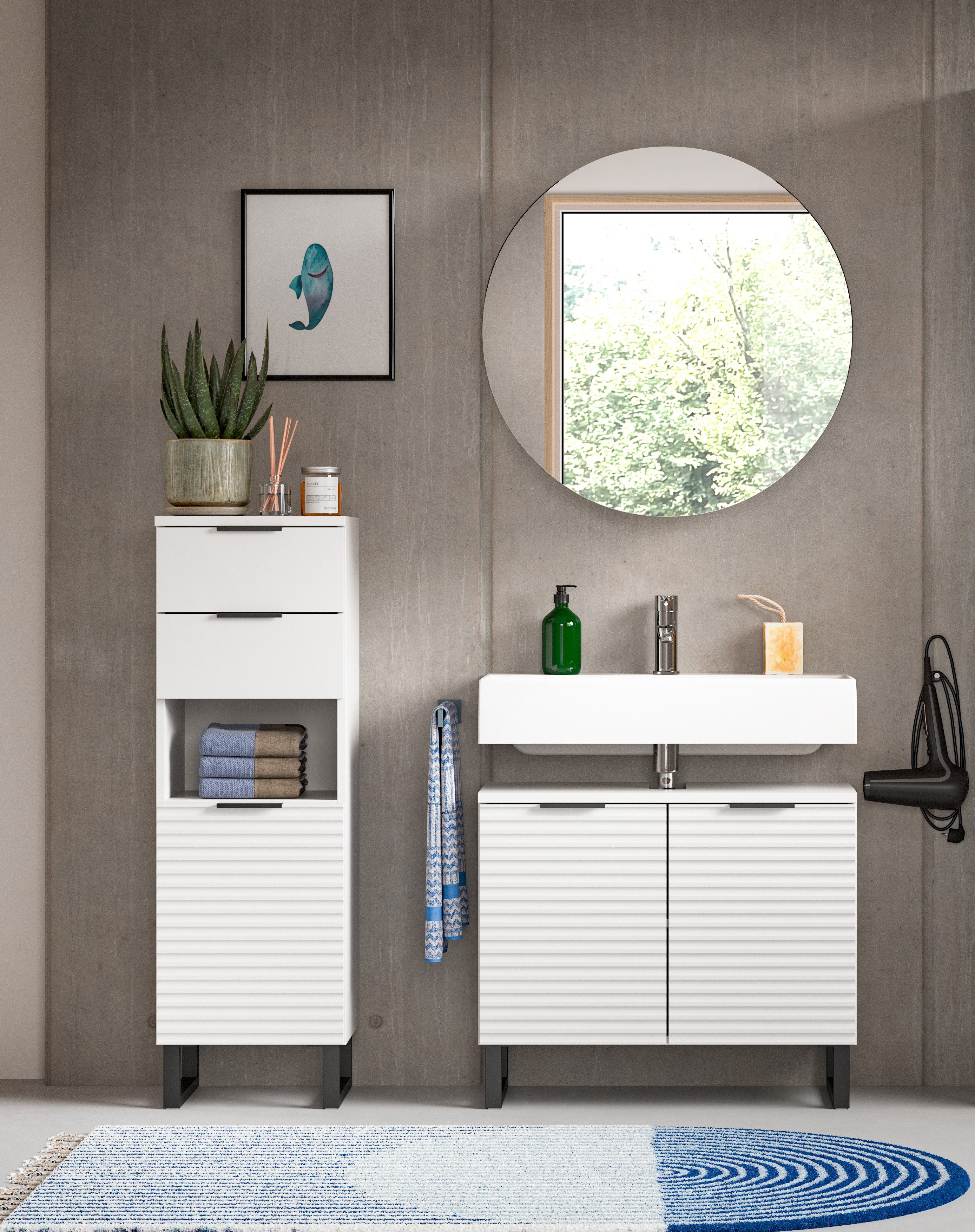 welltime Badmöbel-Set Litica, Breite 120 cm, hochwertige Rillenfräsung, Met günstig online kaufen