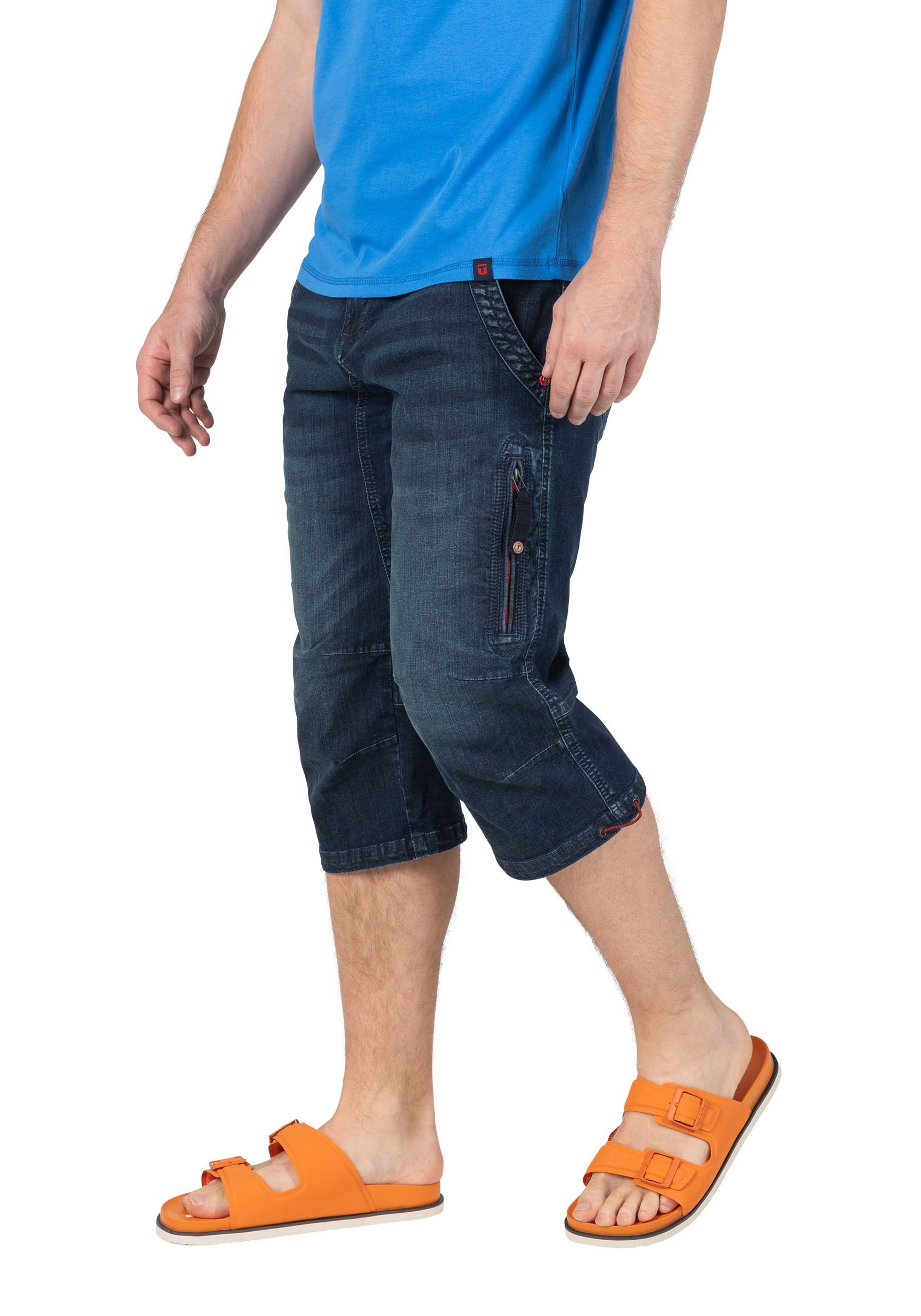 TIMEZONE Jeansshorts Jeans mit geradem Bein und Kontrast für Herren Baumwolle Normal Fit unifarben atmungsaktiv Reißverschluss – Bild 5 von 5