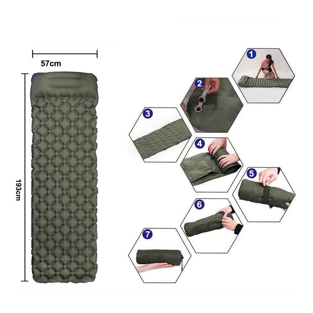 Kissen kueatily TUABUR Camping Zelt aufblasbares mit Campingliege Schlafmatte