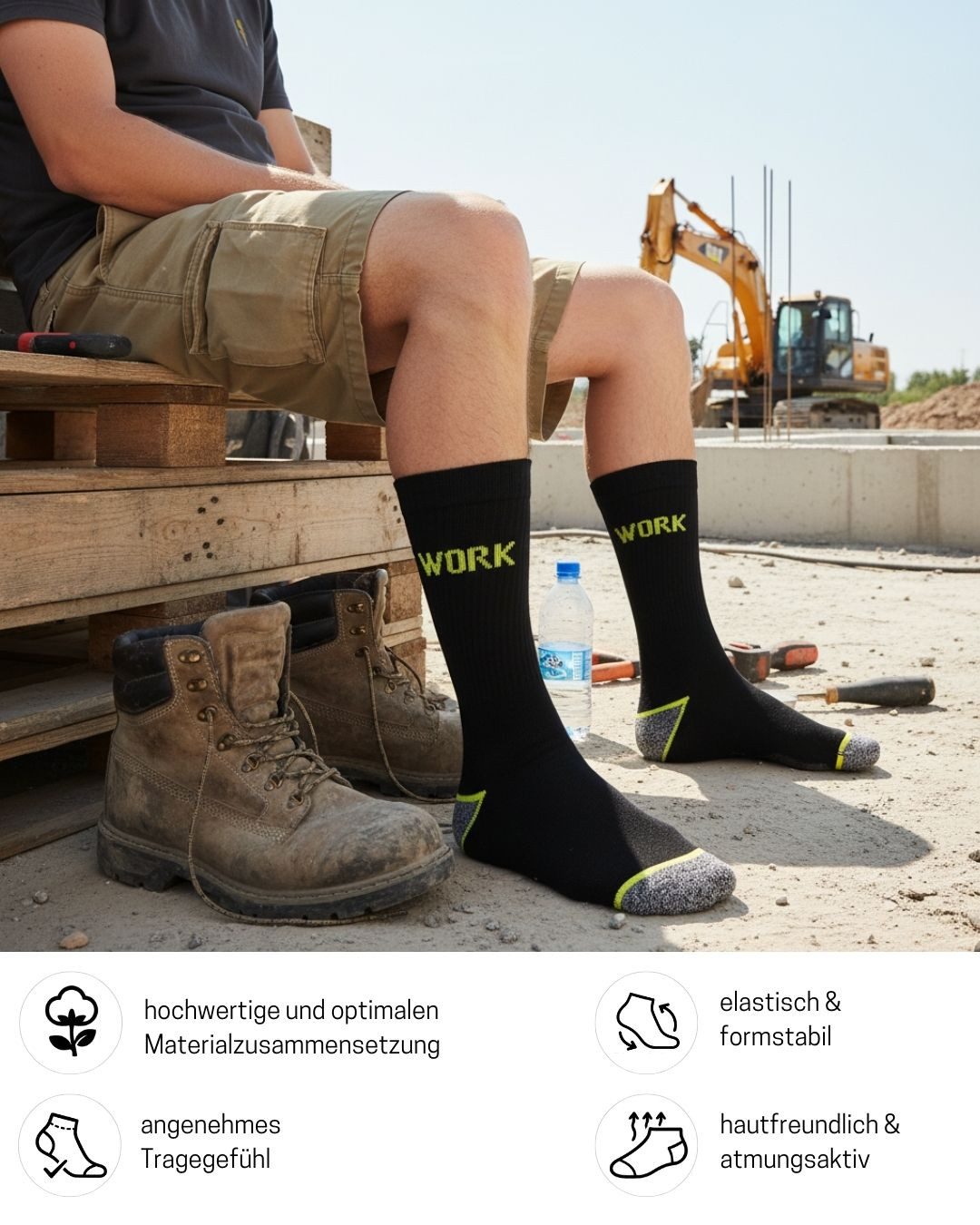 sockenkauf24 Arbeitssocken Herren 10 Paar WORK Socken Arbeitssocken (10-Paar) Verstärkter Fersen- und Zehenbereich, gepolsterte Sohle – Bild 4 von 5