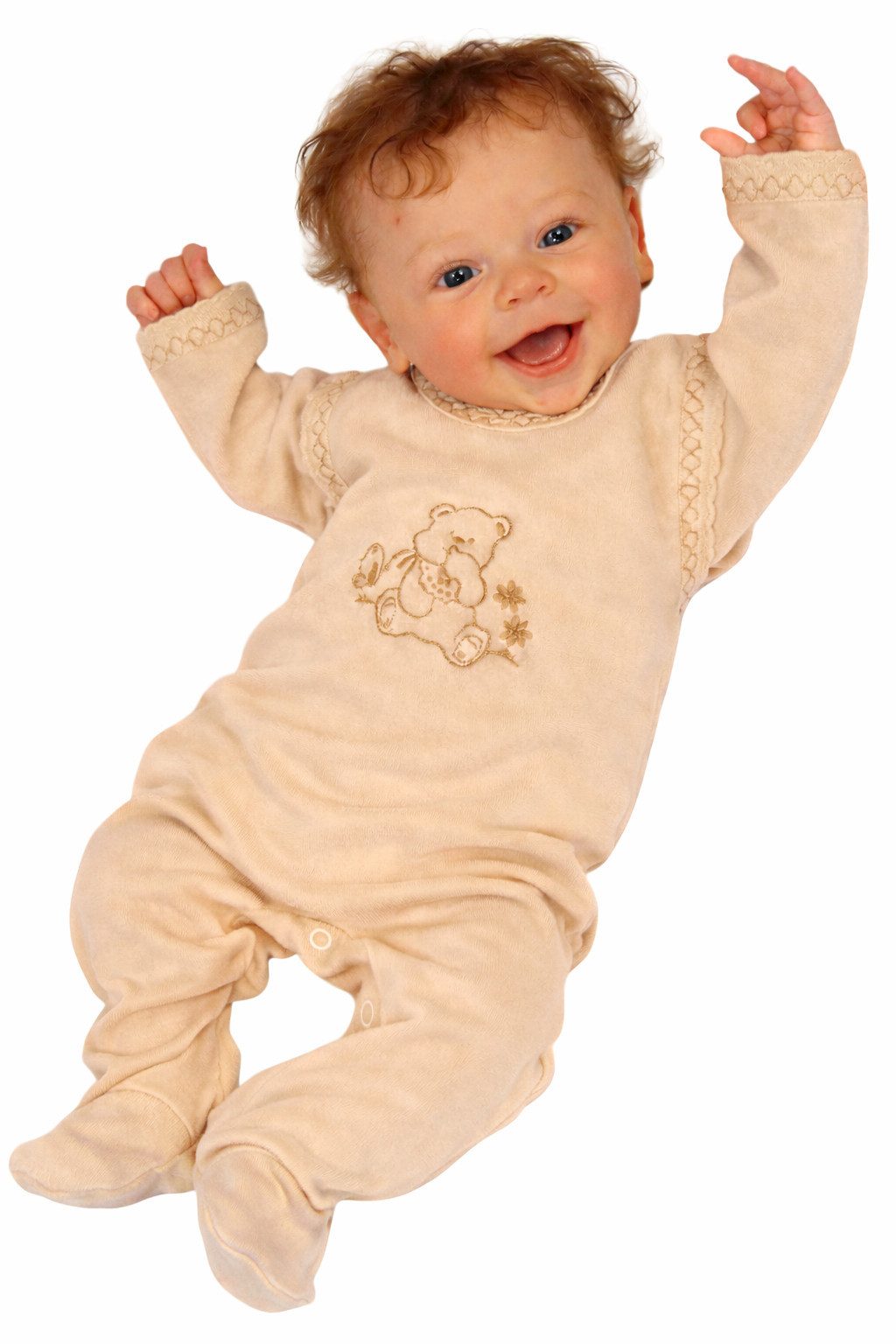La Bortini Strampler Baby Anzug Stramplerhose Hemdchen in Beige sommerlich aus reiner Baumwolle, 50 56 62 68 74