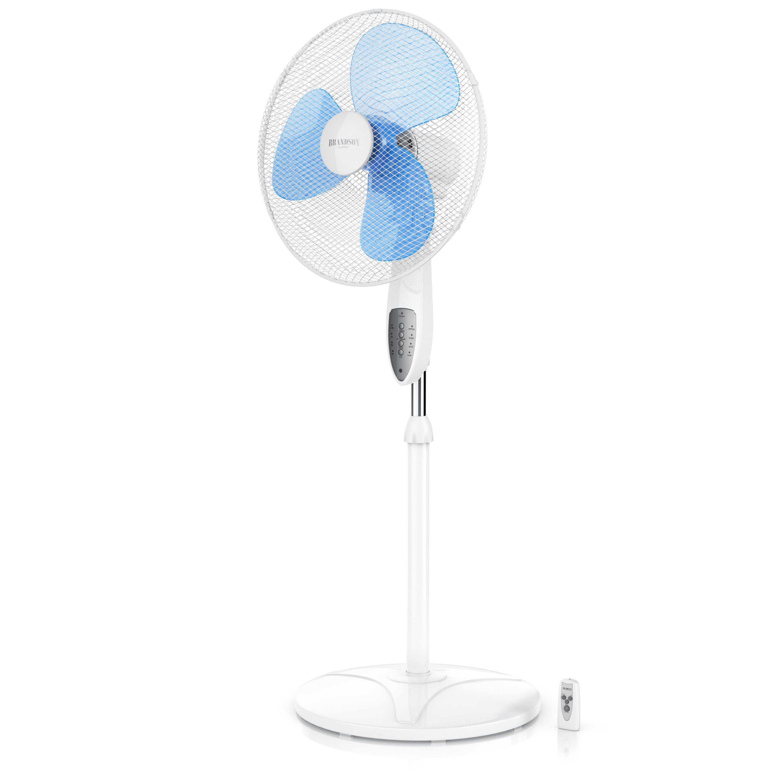 Brandson Standventilator, 42 cm Durchmesser, Standlüfter mit Fernbedienung, Neigbar 30°, 50W, Oszillation 80°