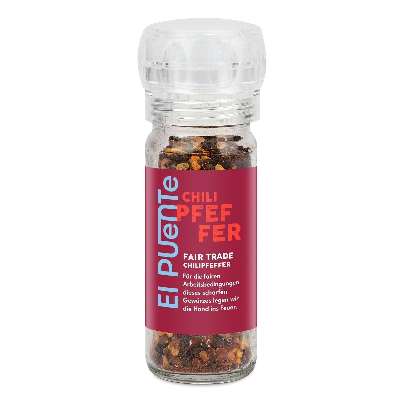 Gewürz Chili Pfeffer Scharfe Gewürzmischung in der Mühle, Fair Trade, Vegan