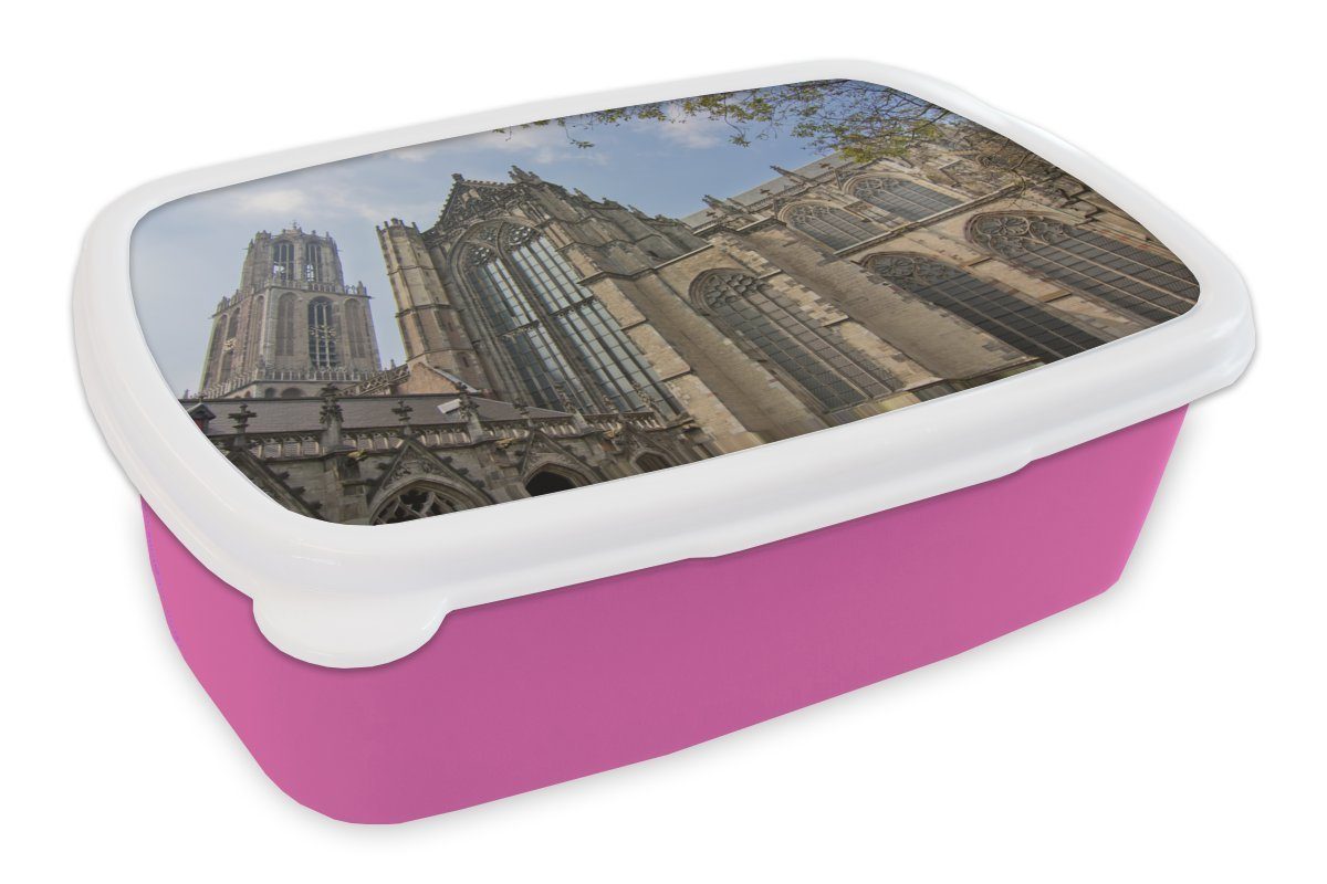 - Erwachsene, Kunststoff Kathedrale rosa Mädchen, Dom Utrecht, (2-tlg), Brotbox für Kinder, Brotdose Kunststoff, Snackbox, Lunchbox - MuchoWow
