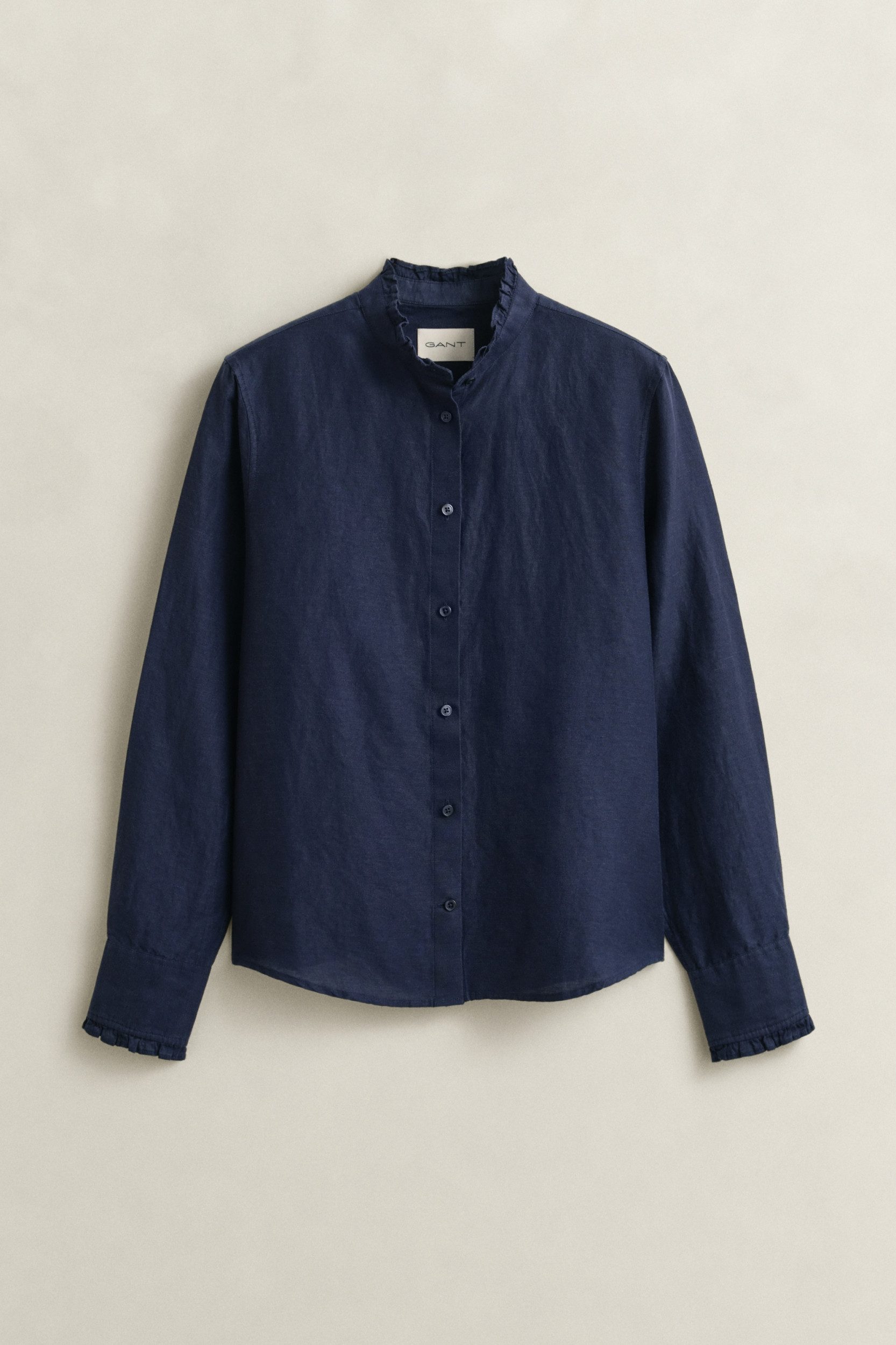 Gant Kurzarmhemd CTN LINEN FRILL COLLAR BLOUSE