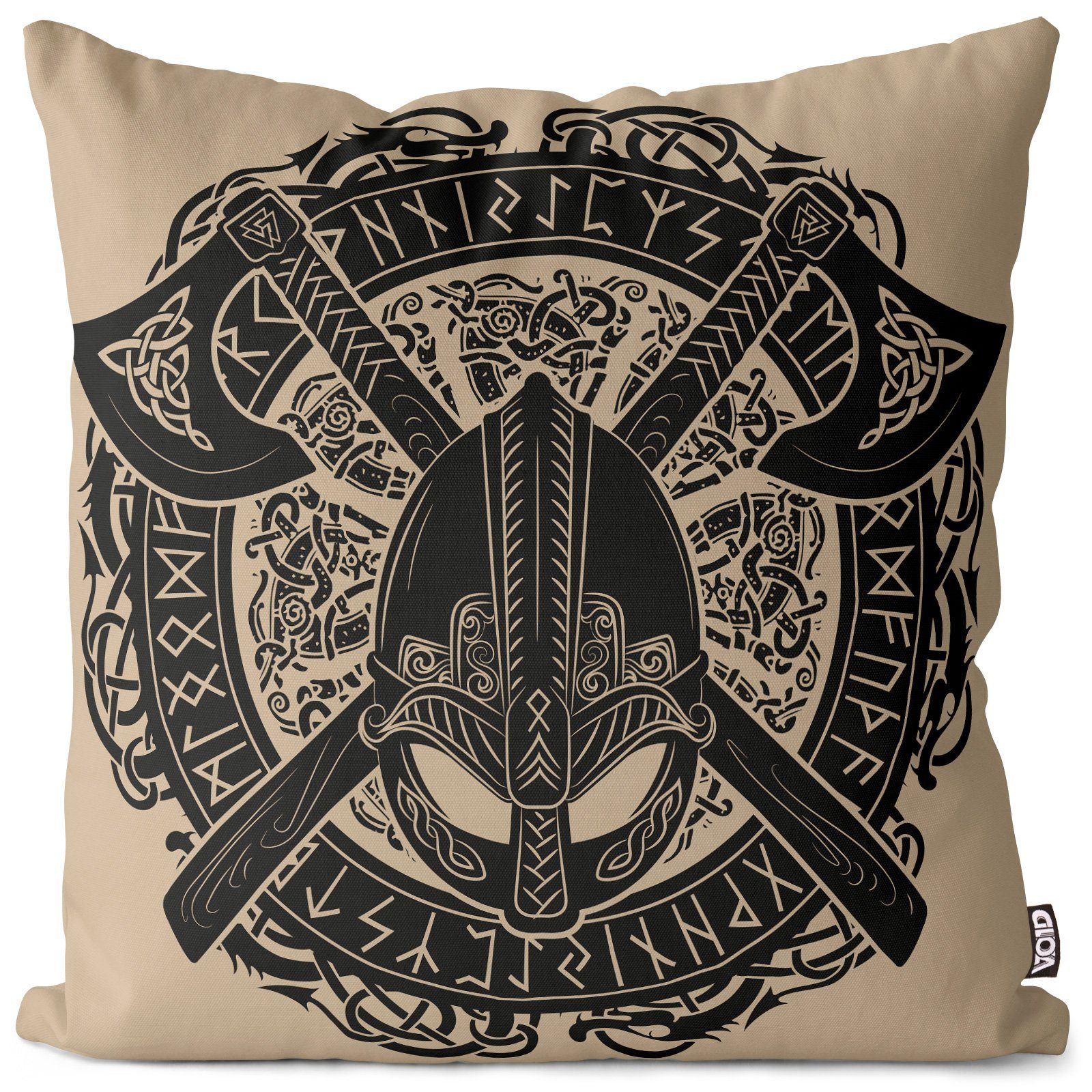 VOID Kissenbezug, (1 Stück), Wikinger Helm Wappen Krieger Vikings Helm Logo Axt Skandinavien Runen