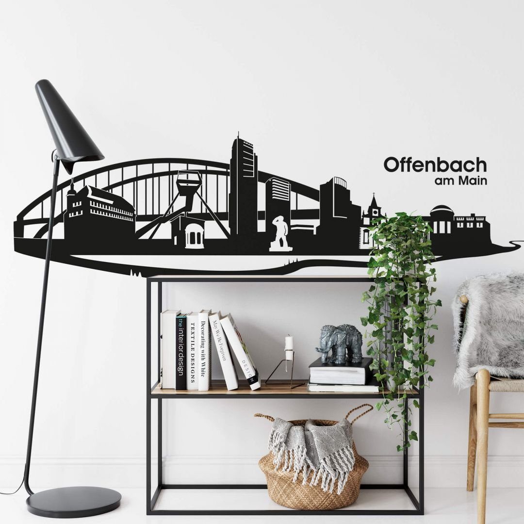 Wandtattoo Stadt Wandtattoo Offenbach Skyline schwarz Silhouette modern 120cm