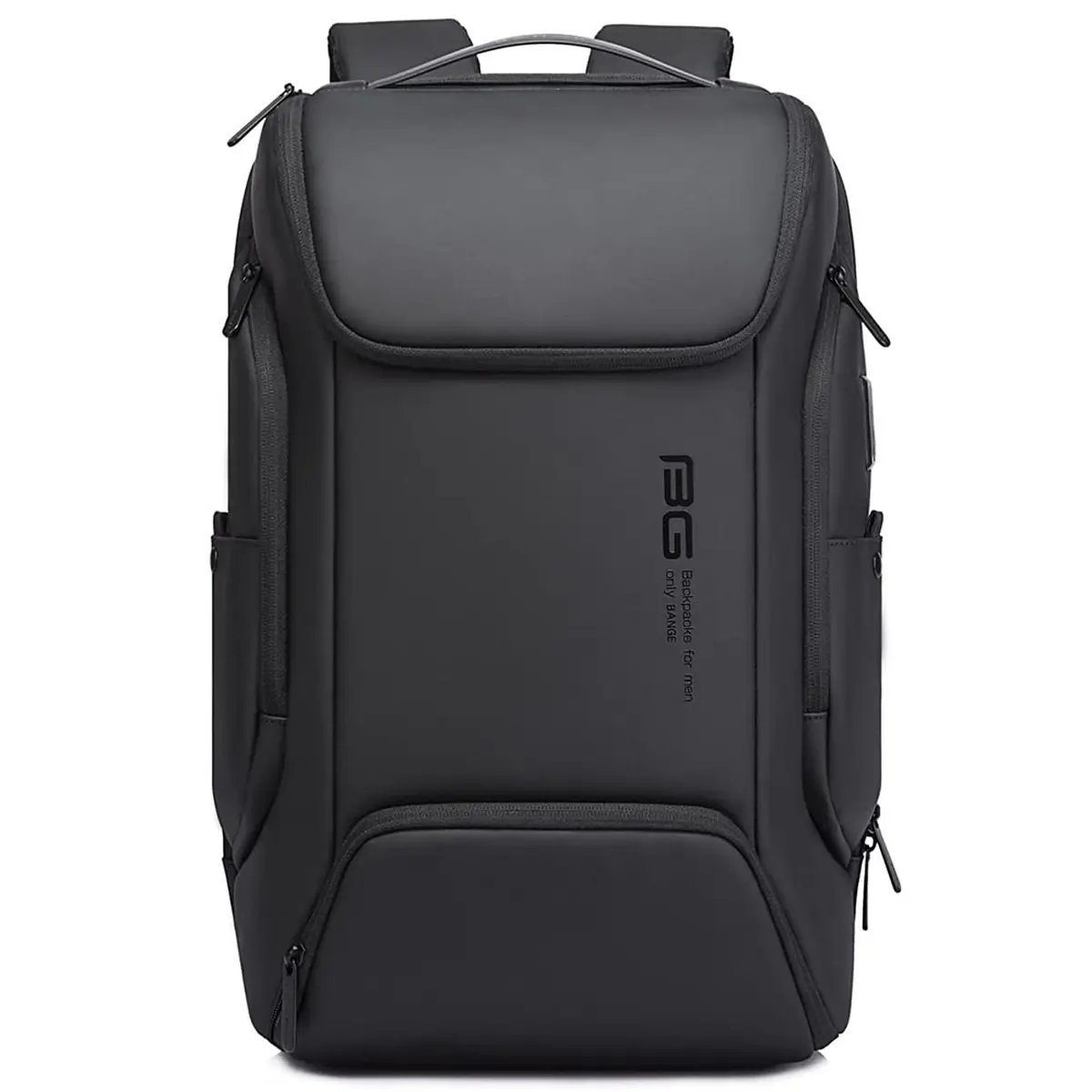 BANGE Laptoprucksack AIR Rucksack für Damen und Herren. 17,3 Zoll, Wasserabweisend Stichfest USB Verbindung Schwarz