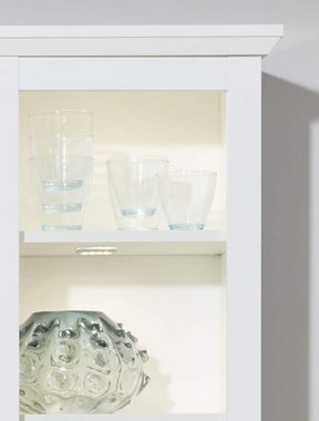 trendteam Wohnwand Baxter, (in Landhaus weiß, Set 2-teilig 235 x 196 cm), mit großer Stauraumvitrine