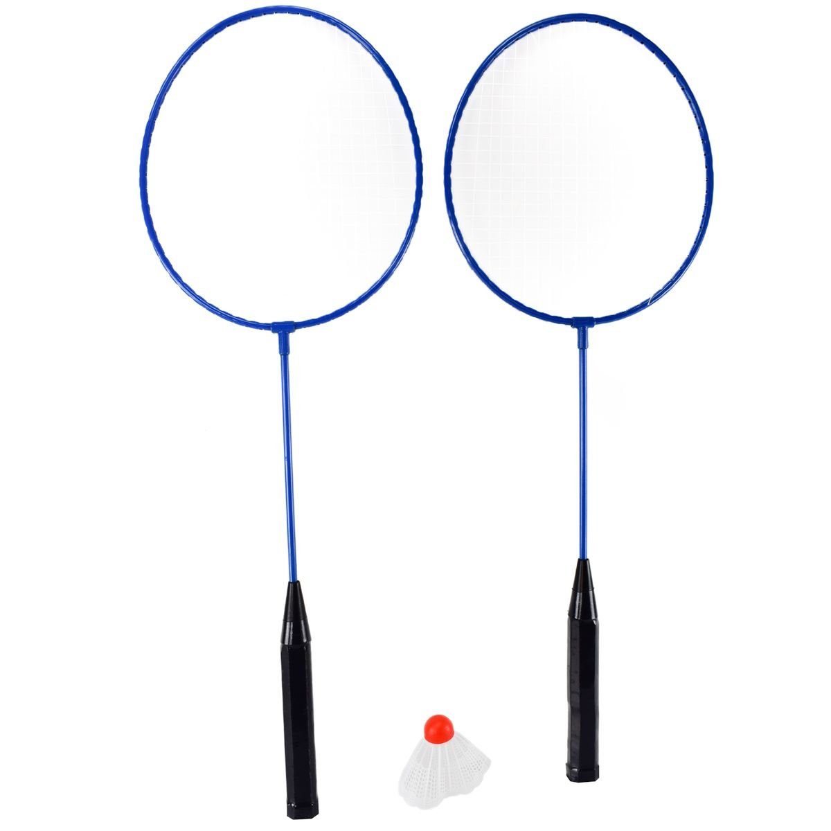 BENSON Federballschläger Badminton-Set mit Schlägern in Blau ca. 60 x 20 cm und Federball, (3-tlg), klassische Ausführung