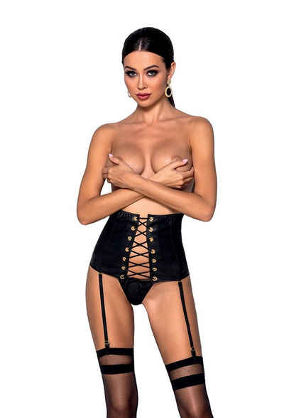 Passion Corsage Unterbrustcorsage Celine schwarz mit String (Set)