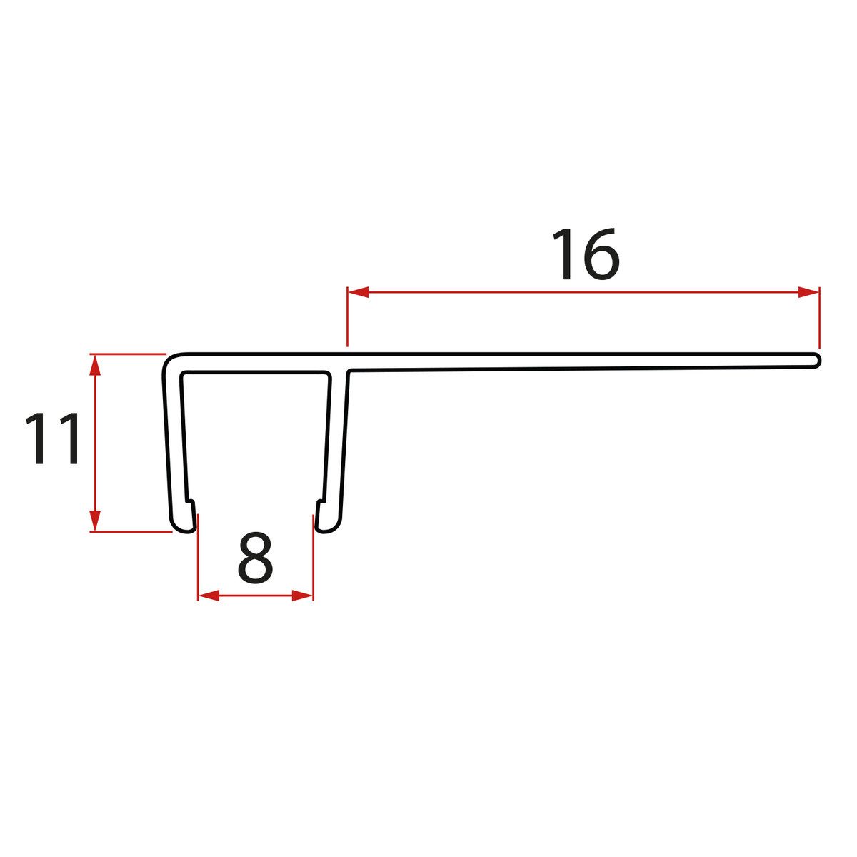 Polysan s.r.o. Duschdichtung Satz vertikaler Dichtungen für 8/8mm Glas, 2000 mm, L: 200 cm, Polysan-NDAL06