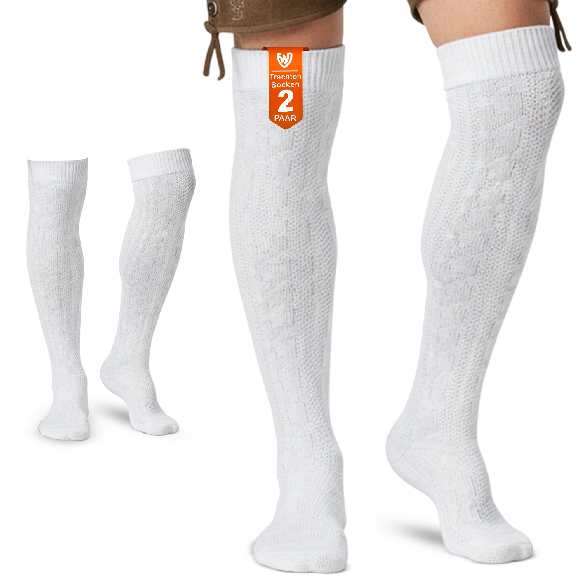 German Wear Trachtensocken GW250- 2xPaar AMZ (2er-Pack) 2er Pack Lange Trachtensocken Strümpfe Socken 70cm
