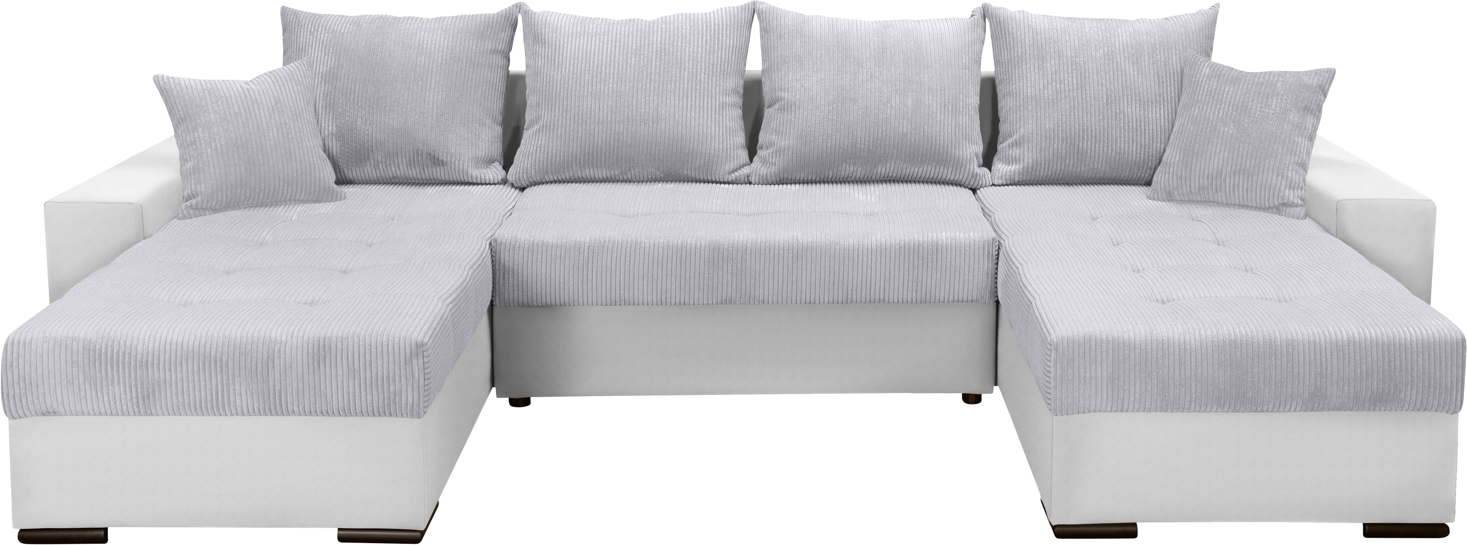 COLLECTION AB Wohnlandschaft Josy XL U-Form, B: 313 cm in Cord, Cord-Mix, Bettfunktion, Bettkasten & 2 Zierkissen, Federkern