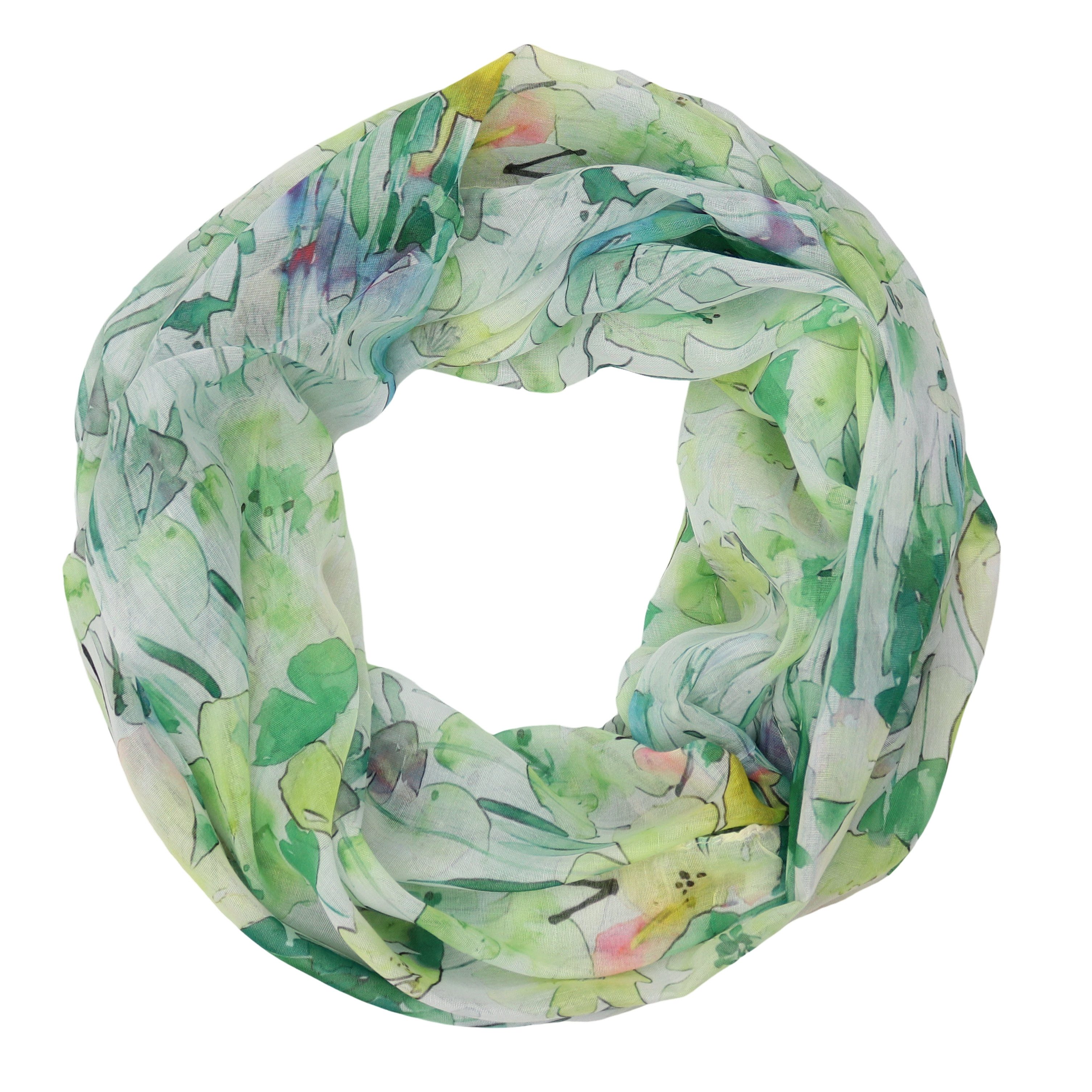 MIRROSI Loop Damen Schal mit Tollem Muster Weich aus 100% Viskose, Schlauchschal, (ca.160x48cm, zweimal um den Hals wickelbar), Damen Halstuch Stola ideal für Frühling,Sommer, Herbst