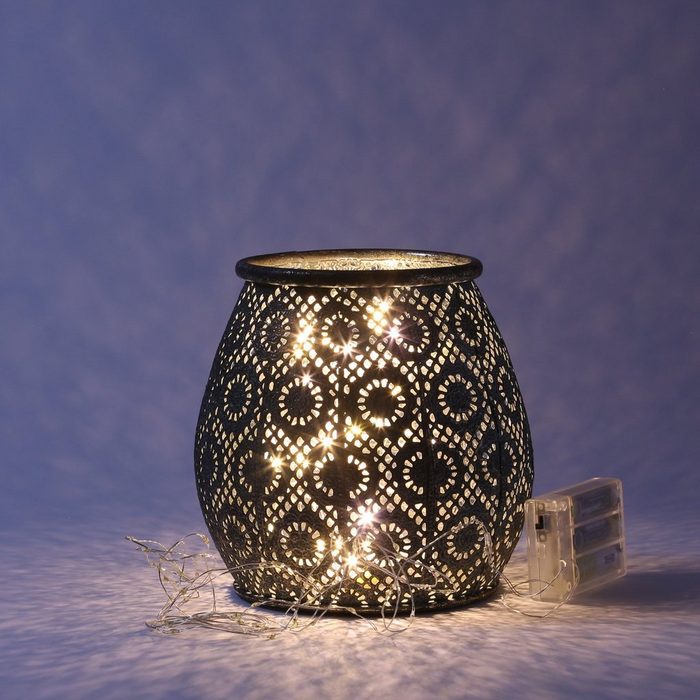 MARELIDA Windlicht Windlicht Ornamente Laterne Orient Glaseinsatz Kerzenhalter H: 17 5cm petrol