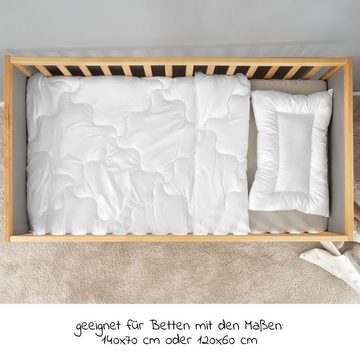 Babybettdecke, Premium Complete - Weiß, LaLoona, Steppbett-Set (100x135 / 40x60 cm) Kinder Steppdecke mit Kopfkissen