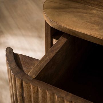 RINGO-Living Nachttisch Nachttisch Fedja mit Schublade in Natur-dunkel aus Mangoholz 210x450x4, Möbel