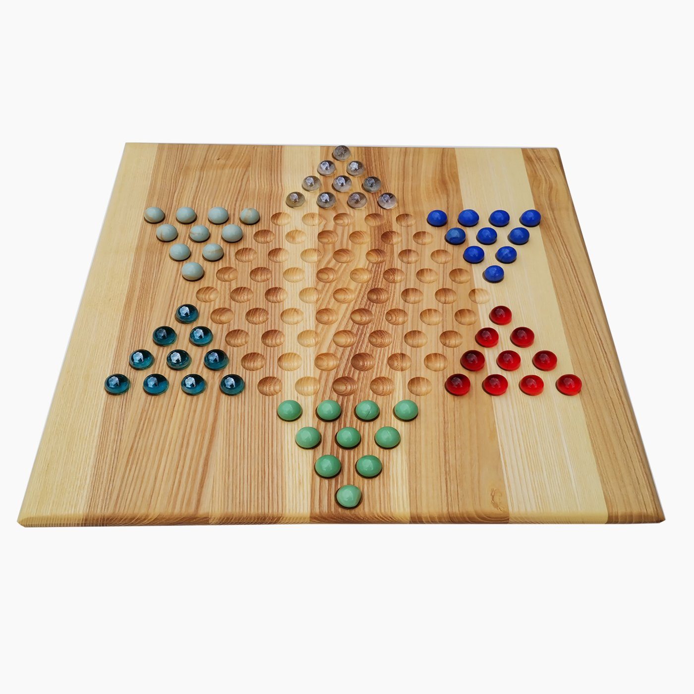 Madera Spielzeuge Spielesammlung Halma xxl Eschenholz 2-6, strategiespiel, 6-Personen-Variante 60 Spielsteinen.