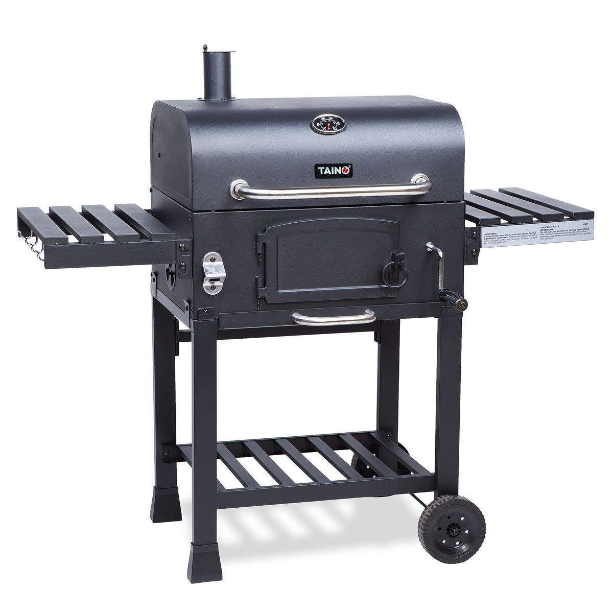 TAINO Holzkohlegrill HERO, XL, Kohlerost höhenverstellbar, kleiner Коптильні, Seitentisch klappbar