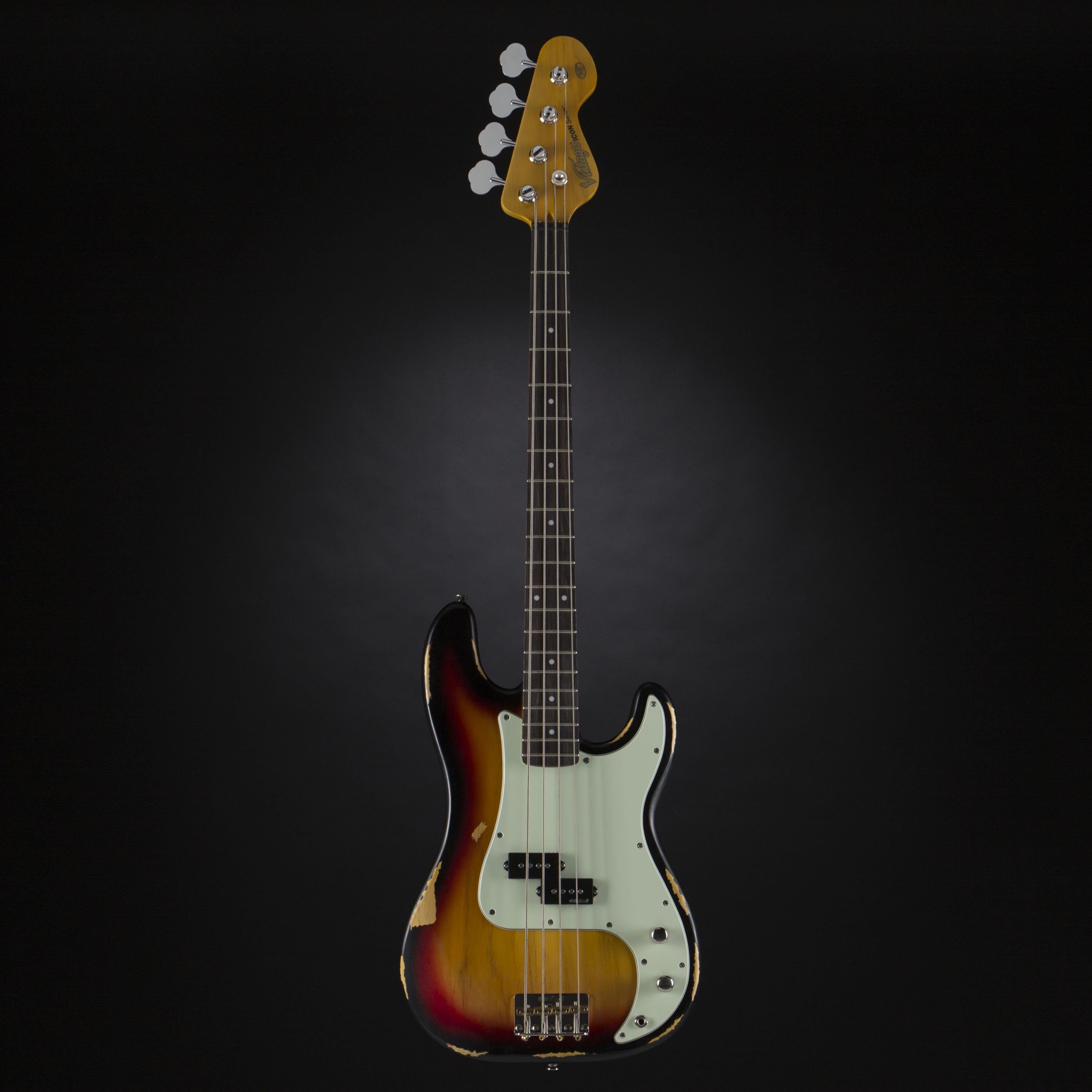 VINTAGE E-Bass, Icon Series V4MRSSB Distressed Sunset Sunburst, E-Bässe, 4-Saiter E-Bässe, Icon Series V4MRSSB Distressed Sunset Sunburst - E-Bass