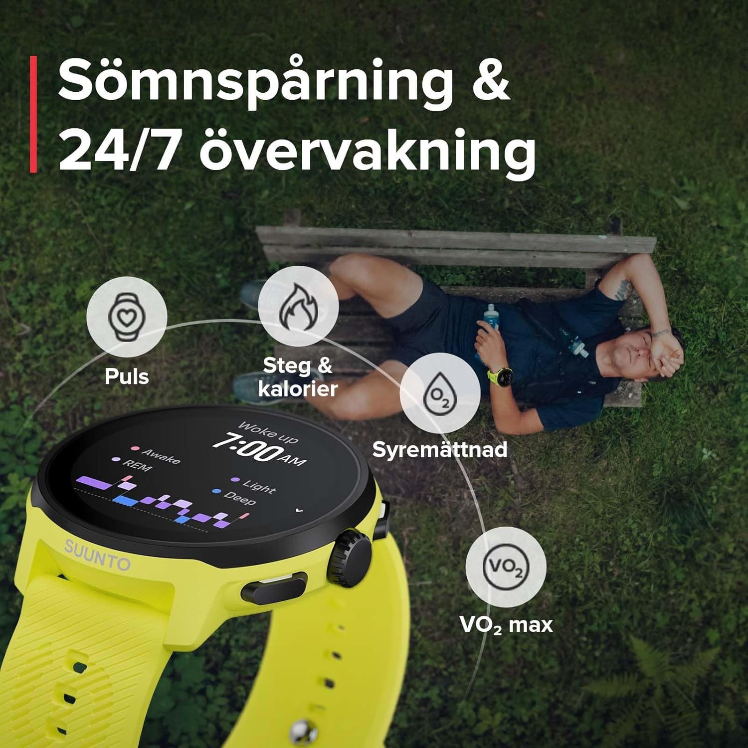 Suunto ‎ SS051274000 Smartwatch (3,3 cm, android ios), Leichte GPS Laufuhr mit AMOLED Display und Laufanalyse-Funktionen